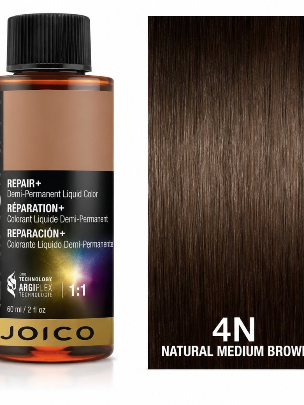 Joico LumiShine Demi-Permanent Liquid Color 4N Natural Medium Brown 2 oz